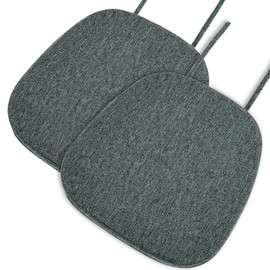 baibu 14x14 Memory Foam Metal Chair Cushions Set of 2, Dual-Layer Design Non-Slip Metal Dining Chair Pads Kitchen Seat Cushion with Machine Washable Cover, 2 Counts, Dark Grey