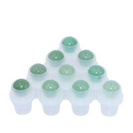 Furnido 10 Pack Natural Crystal Stones Roller Balls for Essential Oils,Use of Standard 5ml 10ml Replacement Rollers Balls,Essential Oil Roller Polished Gemstone with Plastic Insert,Green Aventurine
