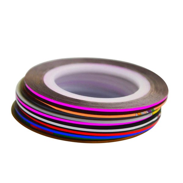 BNP 10 Pcs Color Glitter Nail Striping Line Tape Sticker Art Decorations DIY Tips Salon for Polish Gel Manicure Set