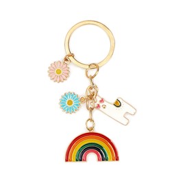 Tranbath Alpaca Keyring Rainbow, Creative Cartoon Bag and Suitcase Hanging Decoration, Small Birthday Gift for Women, Good Friend, Sister, Alpaca Gifts for Women