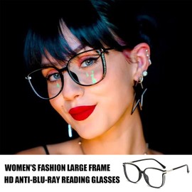 Tiliraiy Beautyfeii Reading Glasses - Bf Bling Bifocal Reading Glasses Women's Fashion Large Frame Round Sparkly Anti-Blue Light (Brown, 1.5)