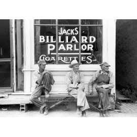 1940 Pool Hall Farmers PHOTO Billiards Great Depression Vintage Game Room Decor