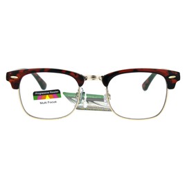 Multi Focus Progressive Reading Glasses 3 Powers in 1 Square Tortoise Gold +2.75