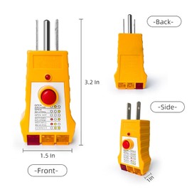 Outlet Circuit Testers for Grounding Products ，Electrical Receptacle Tester for North American Outlets Includes 7 Visual Indications and Wiring Legend