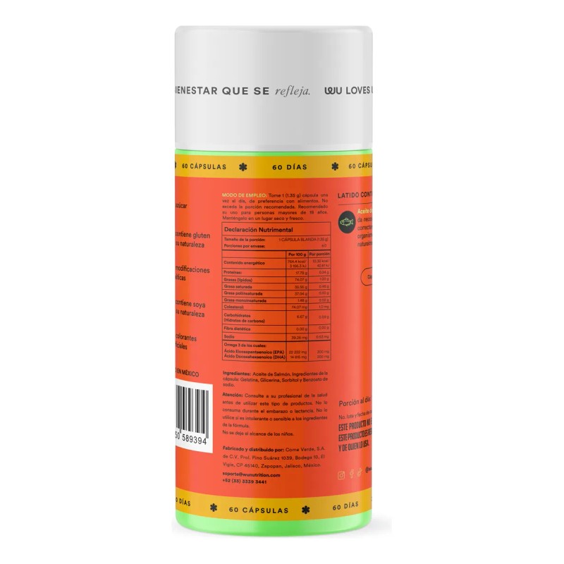 Latido Omega 3 De Salmn Wu 60 Cpsulas Sin Sabor