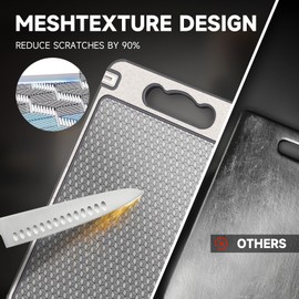 Titanium Cutting Boards for Kitchen, Double Sided Chopping Boards with Handle, Large Non Slip Metal Cutting Board 14.3 * 9.8 In, Titanium and Wheat Straw PP Easy to Clean, Dishwasher Safe