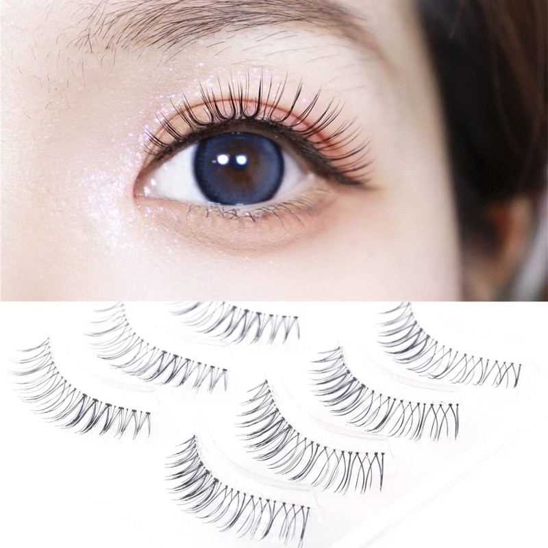 Musegetes MEN0024 False Eyelashes, Natural, Popular, 5 Pairs