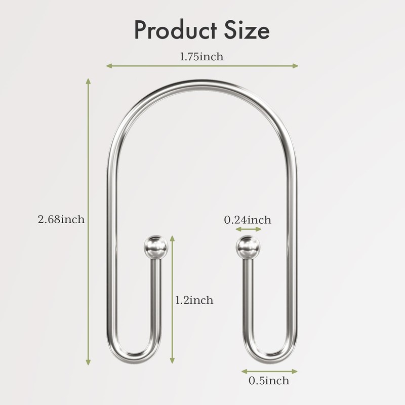 AmazerBath Shower Curtain Hooks, Nickel Shower Curtain Hooks Rust Proof,