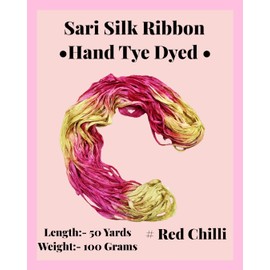 Maker's Craft Hand Tye Dyed Sari Silk Ribbon Yarn 100 Grams, 50 Yards DIY in Vintage Colors for Art & Crafts, Gift Wrapping, Christmas Decorations, Knitting, Jewelry Making etc (Red Chilli)