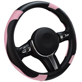 GKYZBB Pink 15 inch Steering Wheel Cover for Women Leather Universal Steering Wheel Covers for Car