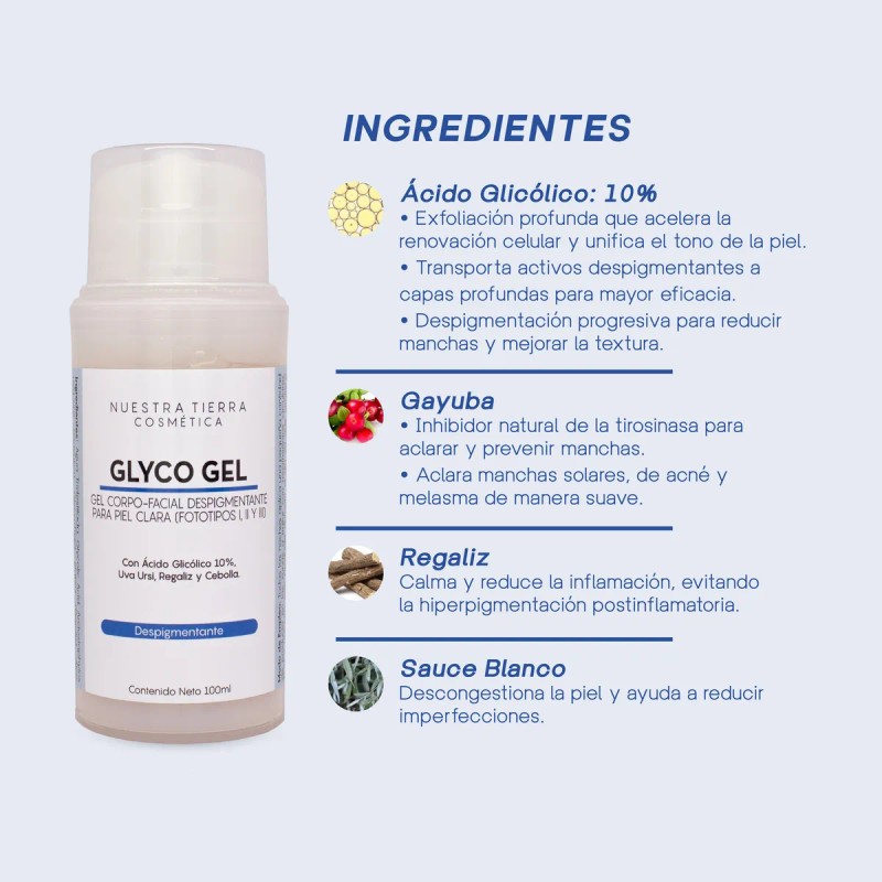 Gel Despigmentante Para Piel Clara Con Ácido Glicólico 10%