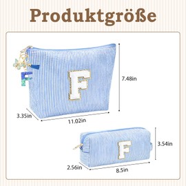 Personalised Blue Cosmetic Bag with Keychain Butterfly Fringe Initial Makeup Bag for Girls Travel, blue, Fashionable