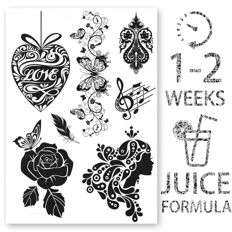 AWAKEN Temporary Fake Tattoos Juice Tattoo Semi Permanent Stickers Waterproof