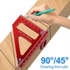 AIMALL Aluminum Alloy Woodworking Scribing Ruler, Metric Triangle Angle Gauge,