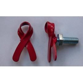 AIDS Awareness red ribbon license plate bolts, made in the USA
