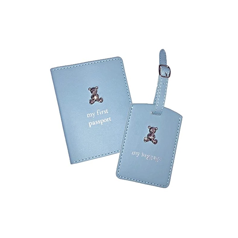 Widdle Gifts First Passport Cover Luggage Tag Set - Blue