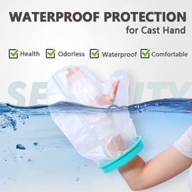 yeloumiss Hand Cast Cover for Shower Adult Reusable Waterproof Protector Shower Bag Cast Bag Watertight Protection for Hand, Fingers, Wrist to Keep Casts and Bandages Dry