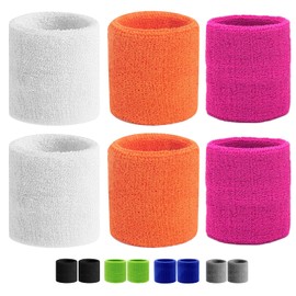 VIKY Pack of 6 Sweatband Wrists, Fitness Sweatband, Boys & Girls Sweatbands Wrist, Absorbent Sweatband Children, Cotton Sweatband Arm for Football, Basketball and Tennis Sports