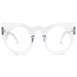 Zeelool Readers Vintage Oversized Thick Cat Eye Reading Glasses for Women with Standard Anti-Reflective Coating Ophelia VFP0290 (VFP0290-05 Crystal, 2.75)