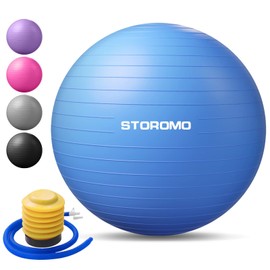 STOROMO Exercise Ball,Yoga Ball(Free Exercise Tutorial)，Extra Thick Non-Slip,Holds 2500 lbs, Workout Ball for Pregnancy Birthing and Balance Stability (Blue, 65cm/25.6in)