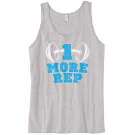 Cybertela Men's One 1 More Rep Dumbbell, Workout Gym Tank Top (Light Gray, Large)