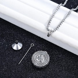 Ruichicoo Urn Cremation Necklace Sterling Silver Cross Ashes Heart Keepsake Celtic Anchor Cross Religions Ash Jewelry for Men Women