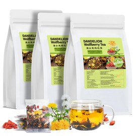 Dandelion Wolfberry Tea Organic, Natural Kidneys & Liver Health Dandelion Root Tea with Dandelion, Chrysanthemum, Wolfberry, Cassia Seed, Licorice, Orange Peel, Gardenia (3 Pack/36 Bags)