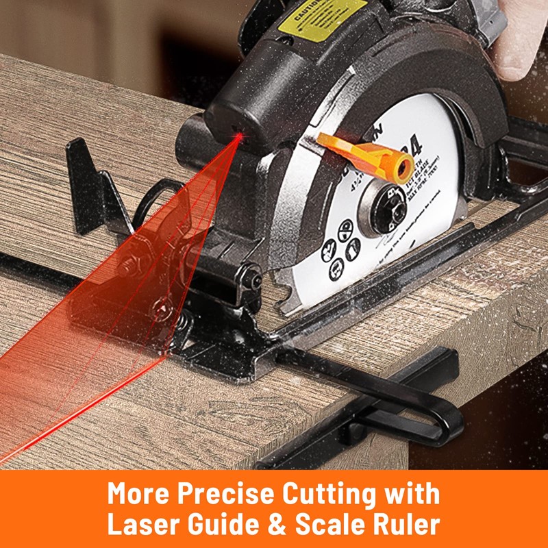 DOVAMAN Circular Saw, 5.8A 4-1/2" Circular Saw w/Laser, Metal Auxiliary