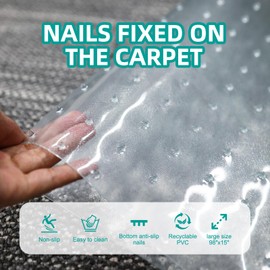 KHS 8.2FT Plastic Carpet Protector for Pets, Carpet Scratch Stopper, Non-Slip Doorway Carpet Protector Cat, Easy to Cut Cat Scratch Protector Mat, Plastic Runners to Protect Carpet