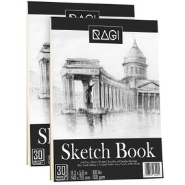 RAGI Drawing Pad Set of 2 – Sketchbook Ideal as a Drawing Pad or Colouring Pad – Sketch Pad A5 100 g/m² 2 x 30 Sheets – Sketchbook for Students, Students and Artists