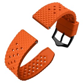 Anbeer Fluororubber Watch Band,20mm Quick Release Watch Strap for Men and Women,Orange with Black Buckle