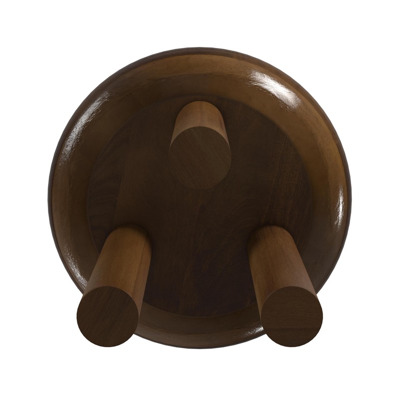 HomePop Walnut Mango Wood 3-Leg End/Side Round Table