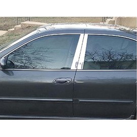 Stainless Polished Chrome Pillar Post Trim 4PC, Compatible with Nissan Maxima 2000-2003 (4-Door, Sedan)