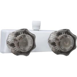 RV Shower Faucet Replacement, 4" RV Shower Faucet Valve Diverter,Camper Shower Faucet Replacement for RV/Motorhome/Trailer,Dual Smoked Acrylic Knobs Bath Faucet(White)