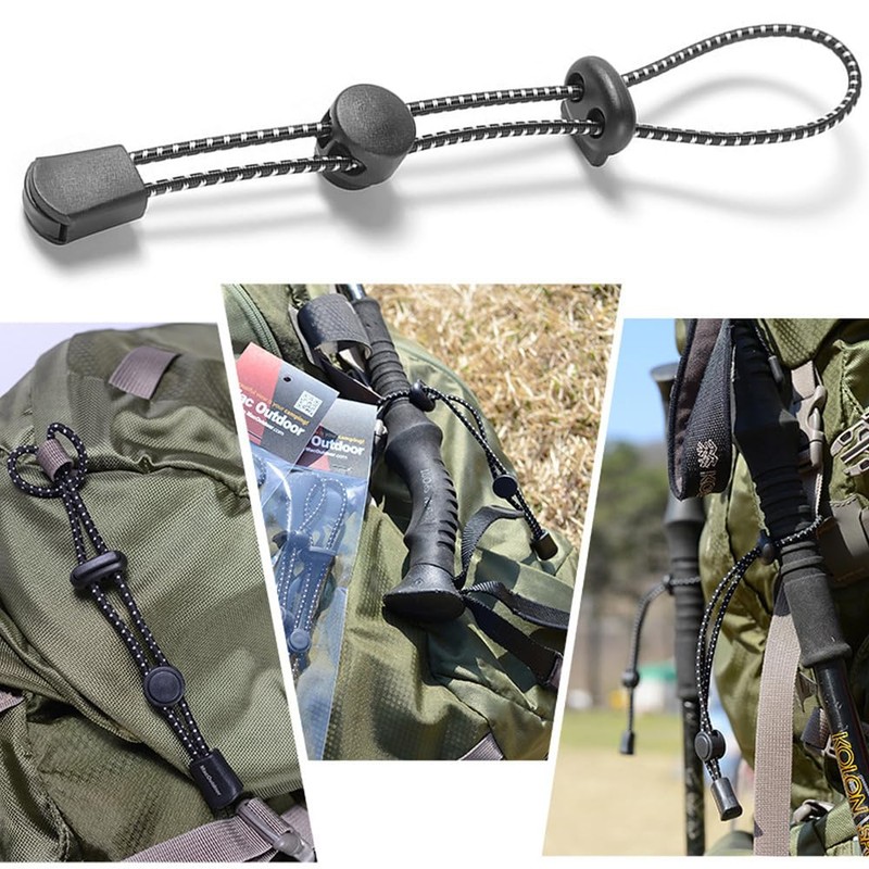 KEAIDUO Outdoor Hiking Bag Buckle, Trekking Pole Buckle, Elastic Cord