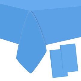 Jepeux 2 Packaging Light Blue Plastic Tablecloth, 54 inch x108 inch Rectangular Disposable Party Table Cover, Suitable for Birthday, Graduation, Restaurant, Wedding Decoration Tablecloth