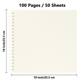 Hiwhy Photo Album Scrapbook 25.5 x 25.5 cm 50 Sheets DIY Scrapbook Hard Kraft Paper Baby Memory Book Family Birthday Wedding Anniversary Scrapbook, Beige