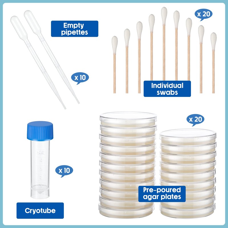 Fumete 60 Pcs Prepoured Agar Plates Kit Includes Petri Dishes