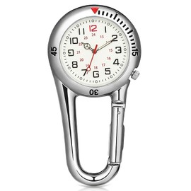 Pocket Watch Digital Nurse Watch Emergency Service Accessories Pocket Watch with Carabiner Multifunctional Nurse Watch Carabiner with Carabiner with Luminous Small Carabiner Watch Paramedic Silver,