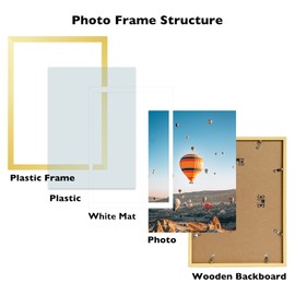 JCJMY 12x16 Picture Frame Set of 2 Gold with 10x14 Mat for 30 x 40cm Diamond Art Painting, Display Photo 10x14 with Mat or 12 x 16 Without Mat, Wall Hanging Large Frame, 2 Pack, Gold