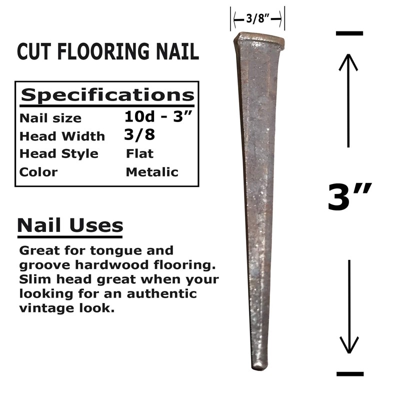 3" - 10d CUT FLOORING NAILS - Antique Historic Reproduction