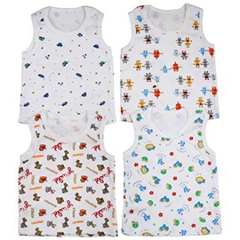ToBeInStyle Boys' 4 Pack Double Needle Hem Tank Tops - Animals - 3-6 Months