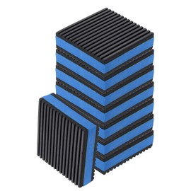 sourcing map 8pcs Anti Vibration Pads for Washing Machine, 3'' x 3'' x 7/8'' Vibration Damping Pads Sound Isolation Ribbed Rubber Mats with EVA Center Vibration Isolation Pads, Black/Blue