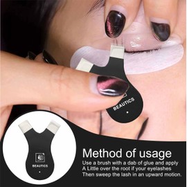 BEAUTICS Eyelash Y Comb lash Lift and Tint, Stainless Steel Brush Eyelash Extension Clean up Softly (BLACK)