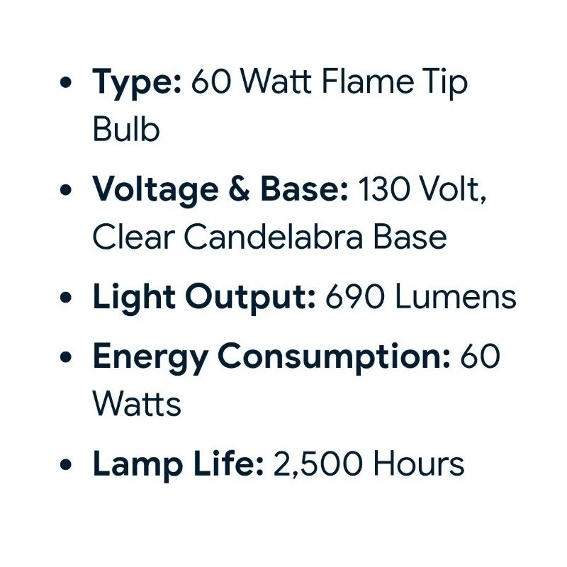 ADL LUMIN LUMIN L1306 60 Watt Clear Candelabra Base Long