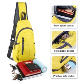 TITECOUGO Small Sling Bag Lightweight Crossbody Canvas Bag for Women Rucksack for Men Running Backpack Travel Chest Pack Shoulder Daypack for Gym Work Outdoor Hiking Sports Yellow