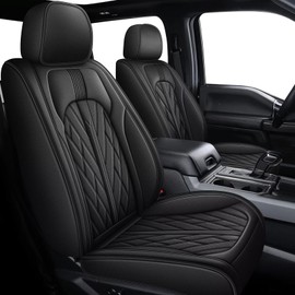 TTX LIGHTING Seat Covers Custom Fit for Ford F150 2009-2024 2025 - F250/F350/F450 2017-2024 2025 Breathable Leather Truck 5 Seat Covers Full Set (Black)