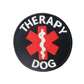Therapy Dog EMS ESA Patch - Medical Care Service Dog Embroidered Applique with Hook and Loop for Emotional Support Emblem Badge for Vest Harnesses Collars Leashes