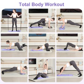 VBZP Pilates Board - Pilates Reformer Set, Portable and Foldable Pilates Board for Home Workout, Multifunctional Pilates Board for Women, Pilates Reformer Machine for Home Exercise, Violet Grey