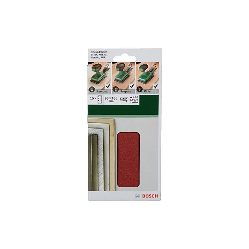 Bosch 2609256A86 Sanding Sheet Set for Orbital Sanders (10-Piece)